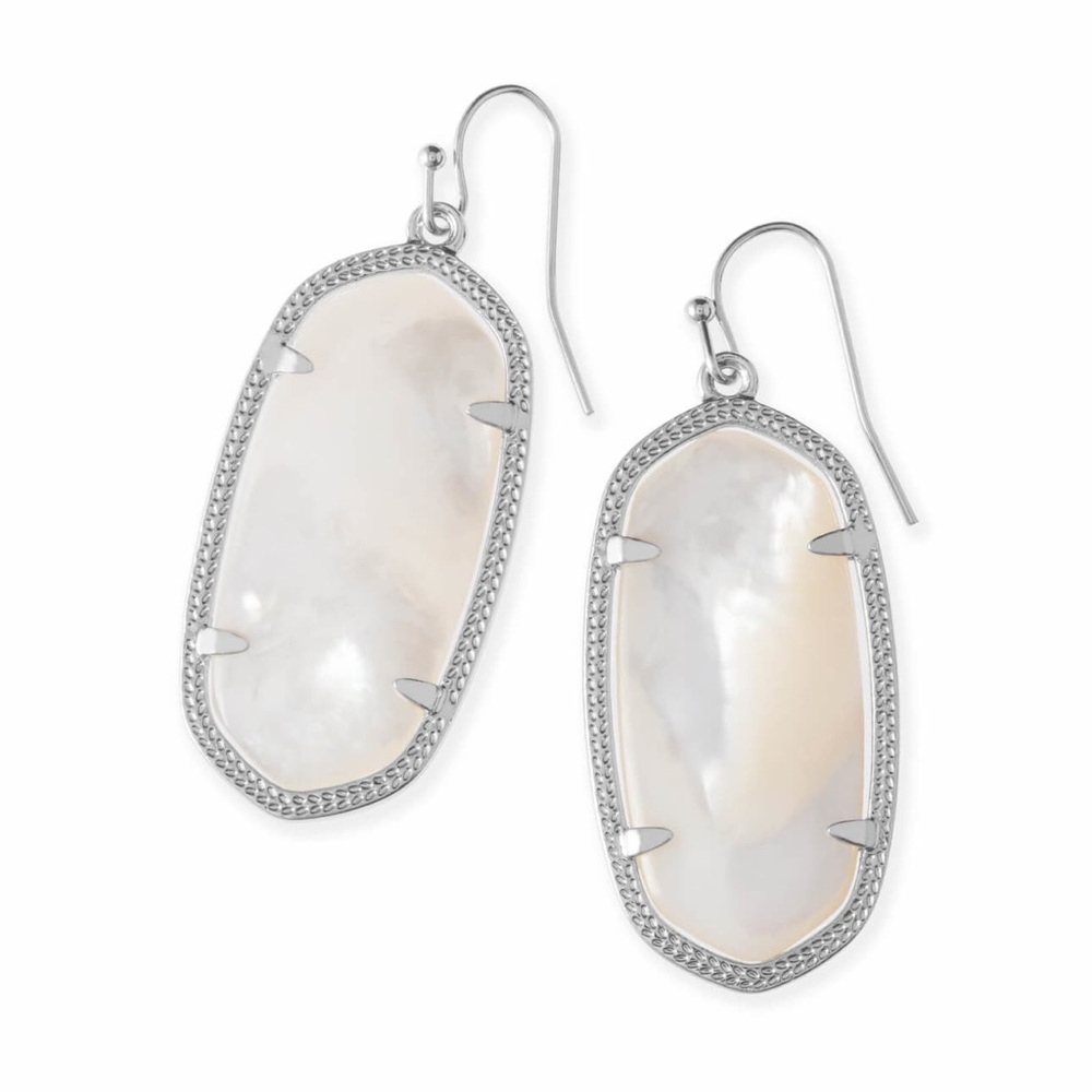 Kendra Scott  Elle Silver Drop Earrings in Ivory Mother-Of-Pearl